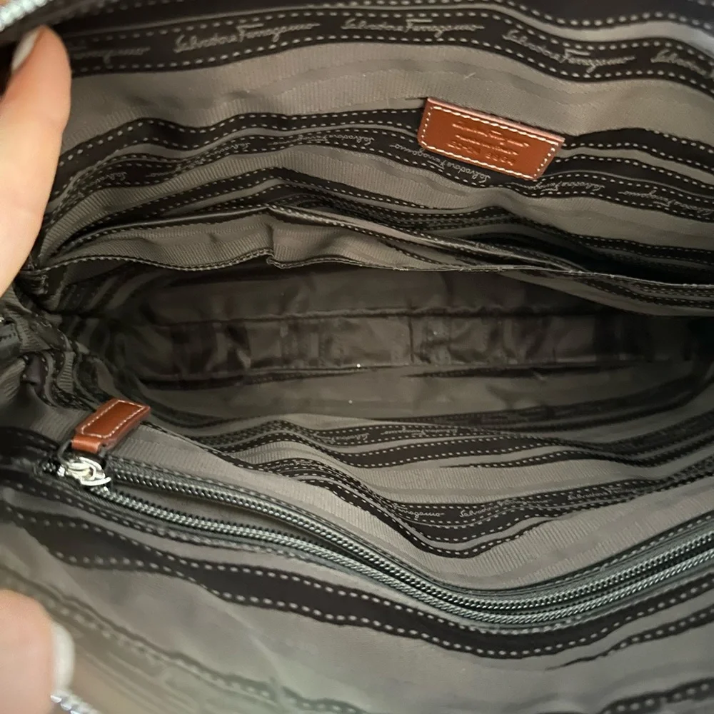 Salvatore Ferragamo Tan Leather Briefcase
